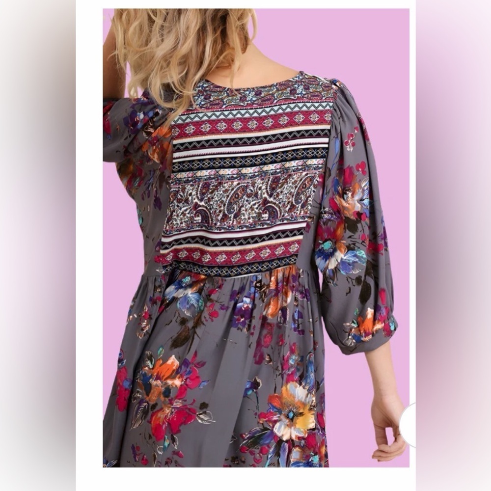 Umgee Multicolor Geometric Pattern mini dress size S new with tag - Picture 4 of 8